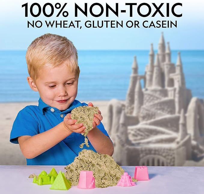 National Geographic Blue Marble Moon Sand - 12 Lbs. of Play Sand with Castle Molds (Natural) - A Fun No Mess Sensory Activity, Kids Fake Sand Play Set, Sensory Bin Filler