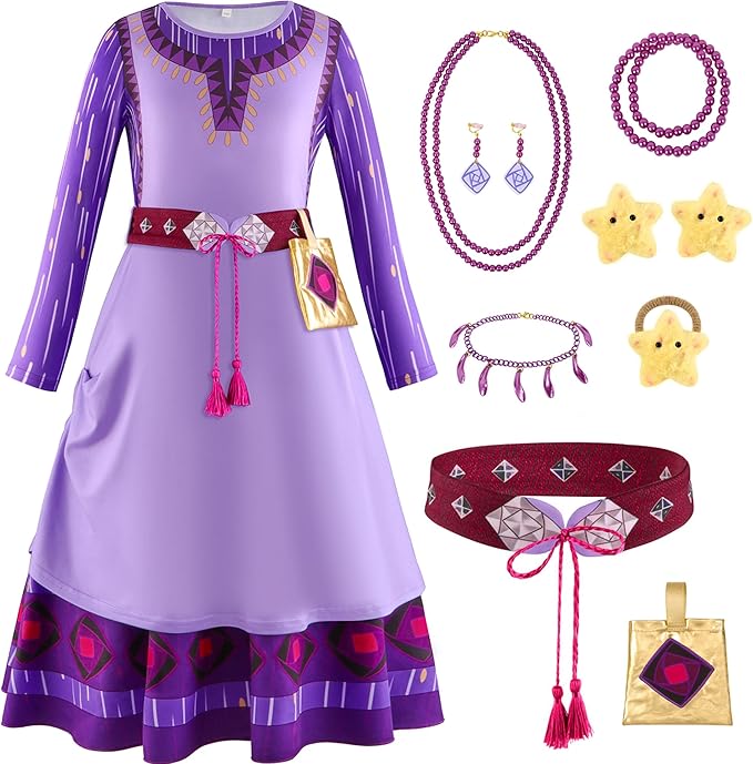 Princess Costume for Girls Purple Princess Dress Set Halloween Costume