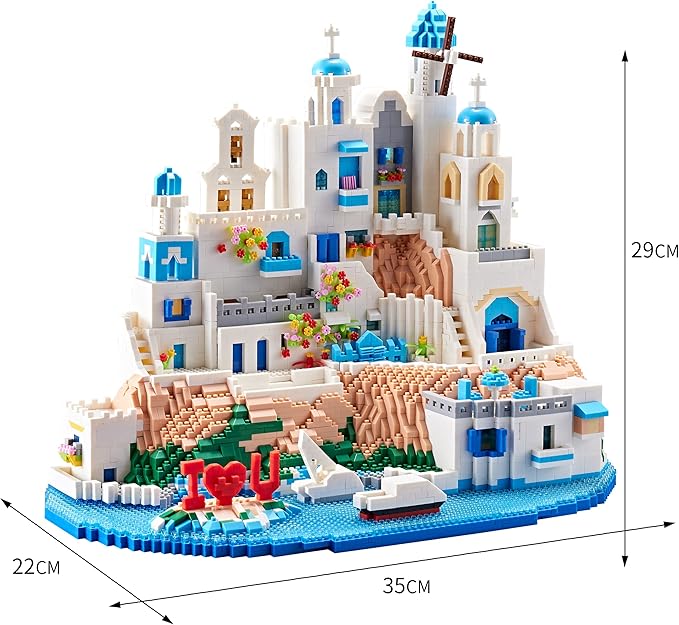Architecture Micro Building Blocks Set for Adults- 5810PCS Romantic City Collectible Aegean Sea Mini Castle Building Blocks Modle Kits, Creative Present for Kids Age of 14+