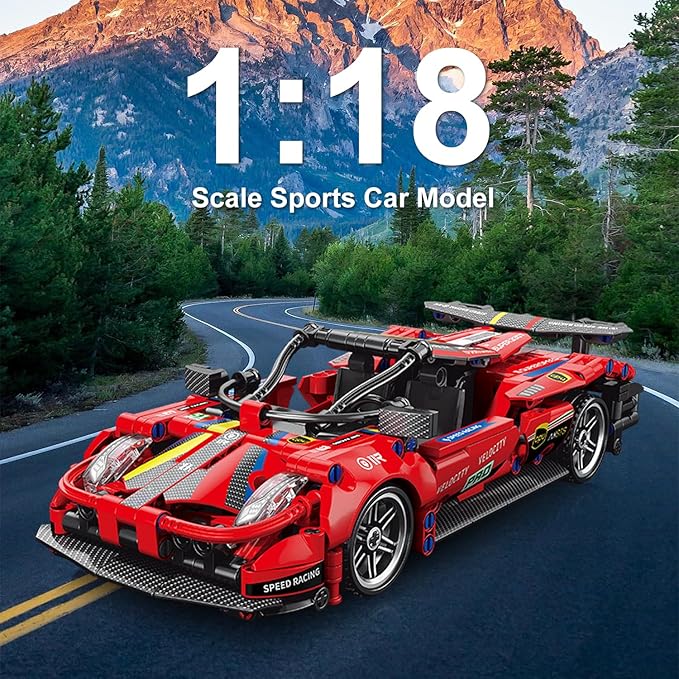 540 Piece Sports Car Model Building Kit for Kids,Teens and Adults,MOC 1:18 Racing Pull Back Car Model Building Set,STEM Educational Building Toy Car,Christmas Birthday Gift for Boy Girl Age 6+