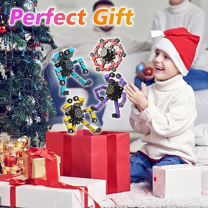 Transformable Fidget Spinners 32 Pcs for Kids and Adults Stress Relief Sensory Toys for Boys and Girls Fingertip Gyros for ADHD Autism for Kids Easter Basket Stuffers Gifts (Fingertoy-32pc)