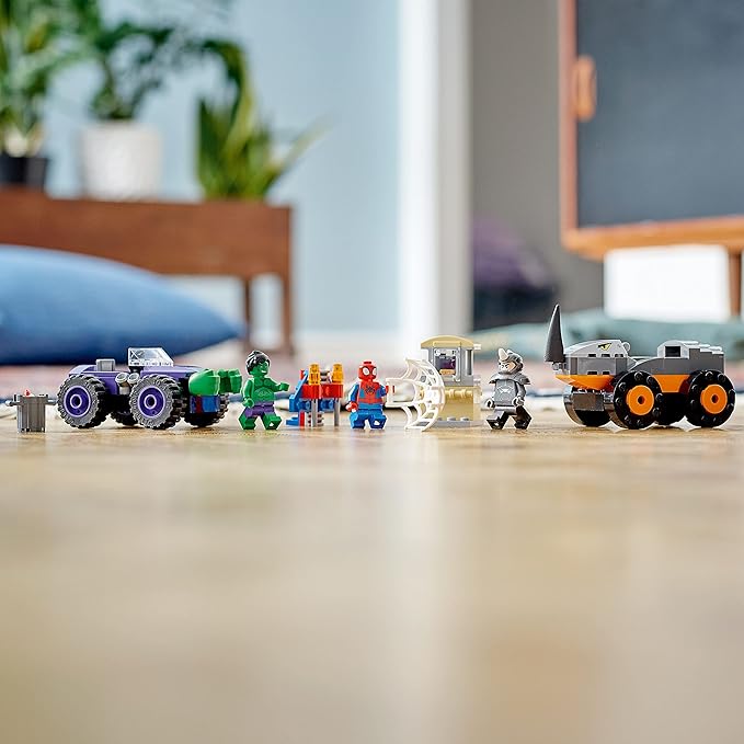 Lego 10782 Marvel Hulk vs. Rhino Monster Truck Showdown, Toy for Kids, Boys & Girls Age 4 Plus with Spider-Man Minifigure, Spidey and His Amazing Friends Series