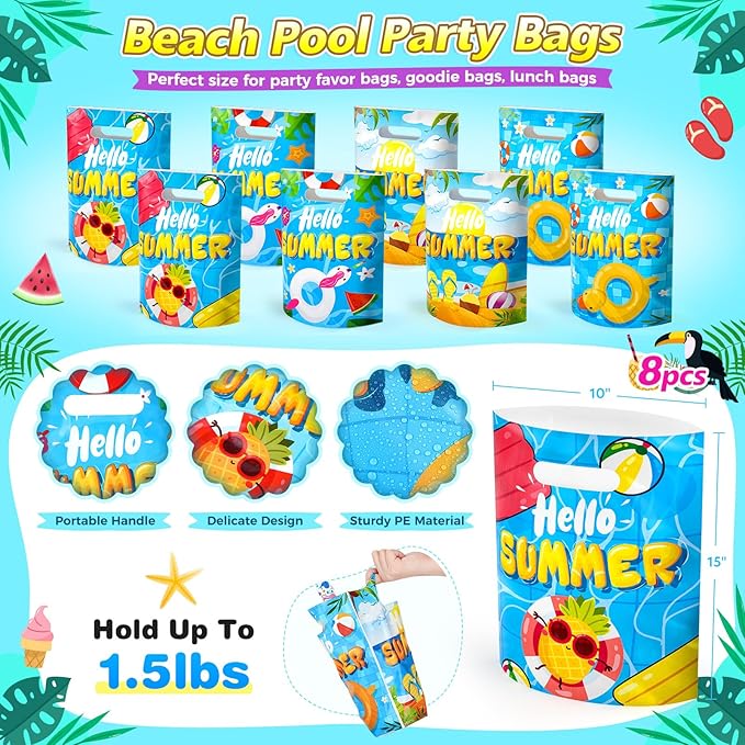 Pool Party Favors and Beach Party Favors, 56 PCS Summer Birthday Beach Pool Party Favors for Kids 3-5 4-8 Beach Balls, Kids Sunglasses Bulk, Bubble Wands, Beach Pool Toys for Kids Ages 3-4-8-10-12