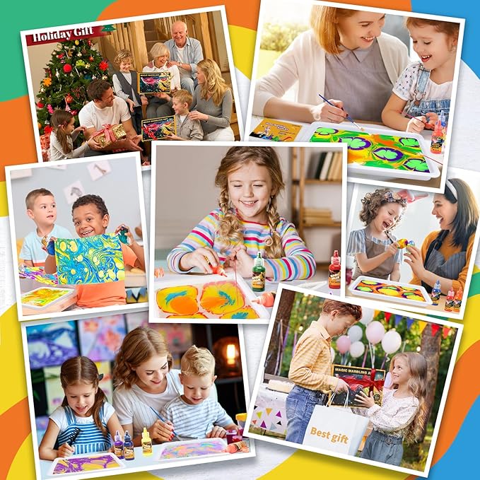 Water Marbling Paint Kit, Arts and Crafts For Kids,Birthday Gifts for Girls Boys 3+Years Old, Toys For Ages 8-13 5-7 3-6, Art Supplies for Kids