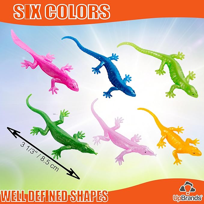 UpBrands Rubber Lizards Toys Bulk Set, Kit for Birthday Party Favors for Kids, Goodie Bags, Easter Egg Basket Stuffers, Pinata Filler, Students Classroom Prizes (24 Pack)