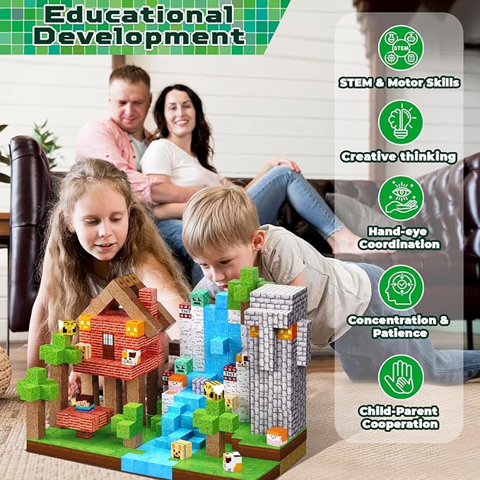 Magnetic Blocks - 150 PCS Build Magnetic Windmill Falls Homes - Magnetic Toys for Montessori Toddler Christmas Birthday Gifts - STEM Sensory Toys for 3 4 5 6 7 8 9 10 Year Old Boys & Girls