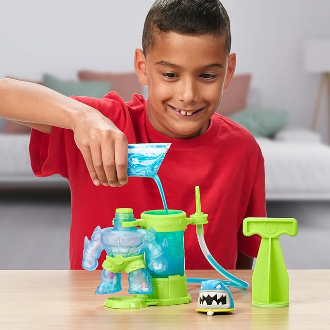 Heroes of Goo Jit Zu Hero Creator Thrash with 3 Unique goo fillings, Mix, Fill & Create Your own Stretchy Action Figure, Play Again and Again