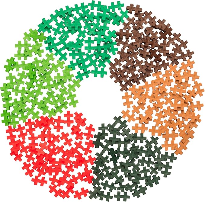 PLUS PLUS 240 Piece Interlocking Building Blocks for Kids, Open Ended Connecting Toys, STEM Bin Mini Manipulatives - Jungle Mix Play Tube & Baseplate