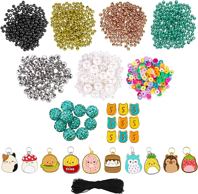 Fashion Angels Squishmallows Mix & Match Bracelet Design Kit, Includes Assortment of Beads, Charms & More, Makes 10+ Projects, Squishmallows Character Jewelry for Kids, Teen Girls & Boys