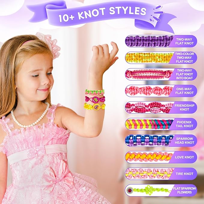 TQRAZ Friendship Bracelet Making Kit, DIY Arts and Crafts Toys for Girls, Jewelry String Maker Kit, Birthday Gifts Ideas for Girls 6 7 8 9 10 11 12+ Years Old(Purple)