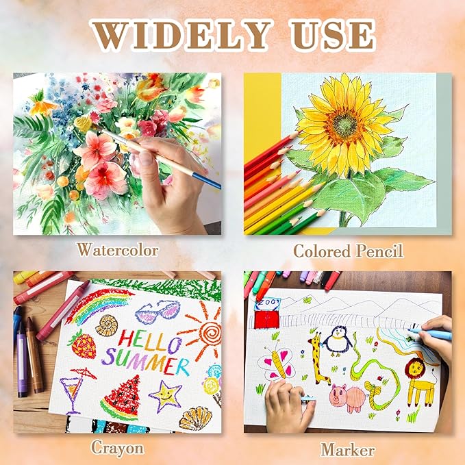 150PCS 4x6 Watercolor Paper Bulk, 140lb/300g Cold Press Thick Water Color Paper Pad for Kid Child Adult, White Art Paper for Drawing Painting Markers Gouache, Textured Cotton Paper Sheets