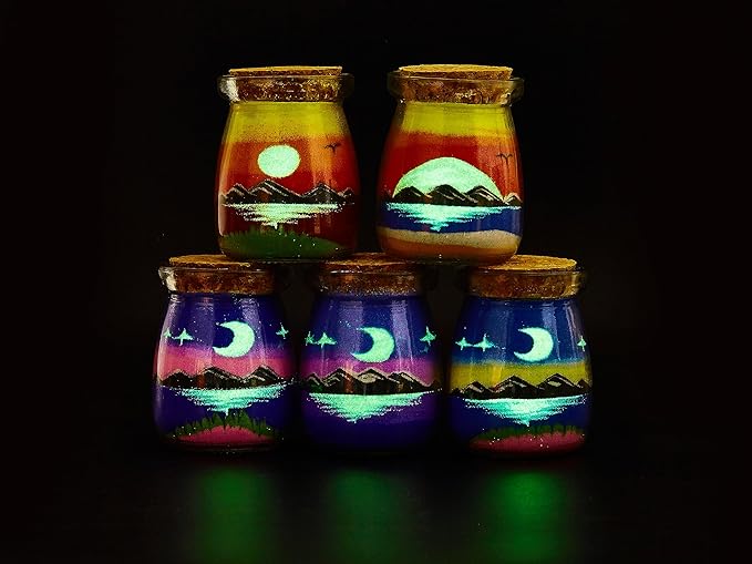 YUANLUGV Sand Art Bottles, Colored Sand with Luminous Sand Art Crafts for Gift Kids, Elegant and Exquisite Sand Art Craft Bottle，Gifts for Girls Boys Kids Women Birthday (b)