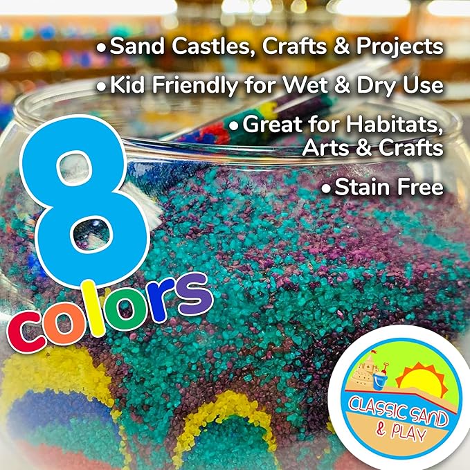 Classic Sand and Play Blue Colored Play Sand, 20 lb. Bag, Natural and Non-Toxic, Fun Wet and Dry Indoor and Outdoor, Sandbox, Therapy, and Table Use, Building, Stimulate Sensory Needs