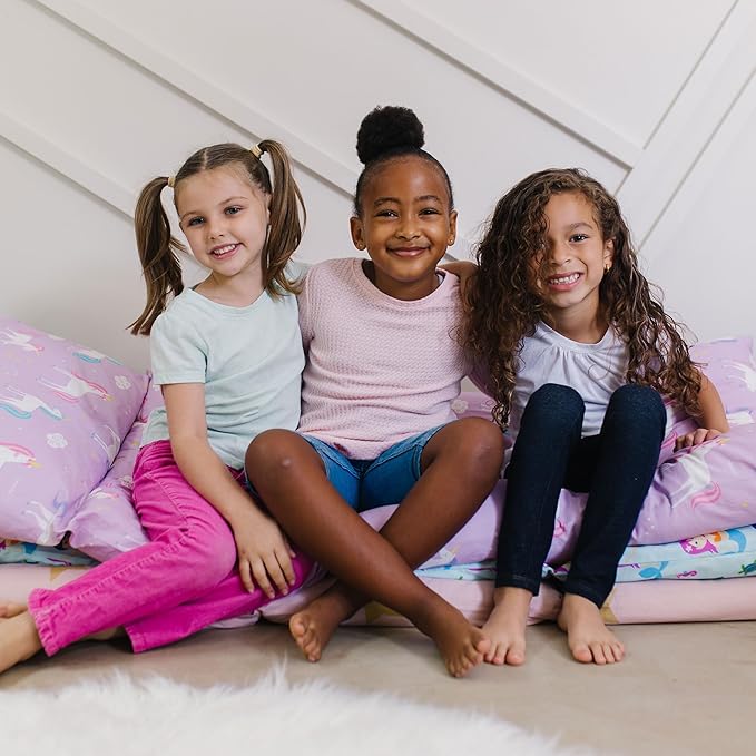 Wildkin Kids Floor Lounger: Ideal for Boys and Girls, Travel-Friendly, Perfect for Sleepovers - Pillow Lounger for Kids, Requires Standard Size Pillows Not Included (Fairy Garden)