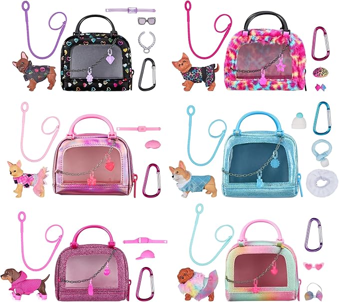 REAL LITTLES - Collectible Micro Puppy Carrier with 1 Micro Puppy and 5 Micro Working Surprises Inside! Styles May Vary