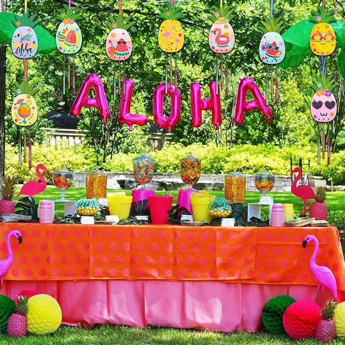 Fennoral 9 Pack Pineapple Wind Chime Kit for Kids Make Your Own Pineapple Wind Chime Wooden Arts and Crafts for Girls Boys DIY Coloring Pineapple for Hawaii Summer Art Activity Birthday Party