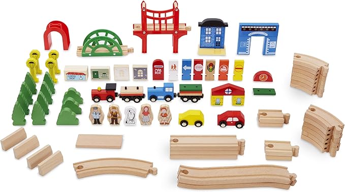 Little Tikes Real Wooden Train and Kids Table Set with Over 80 Multicolor Pieces Activity Table with Storage, Tracks, Trains, Cars, and More - Train Set Table Playset for Boys and Girls 3+ Years