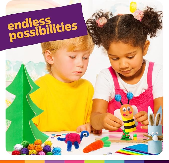 Dan&Darci Arts & Crafts Supplies Kit for Kids and Toddlers - with Storage Bin - Kid & Toddler Art & Craft Set Ages 3, 4, 5, 6, 7 & 8 Years Old - Crafting Materials Box Kits for School or Gift