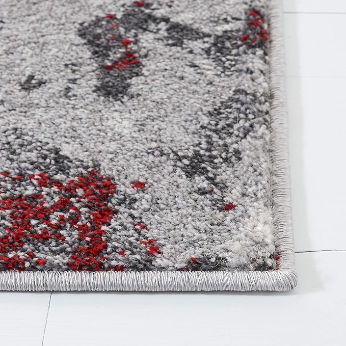 SAFAVIEH Adirondack Collection Accent Rug - 4' x 6', Red & Grey, Modern Abstract Design, Non-Shedding & Easy Care, Ideal for High Traffic Areas in Entryway, Living Room, Bedroom (ADR134Q)