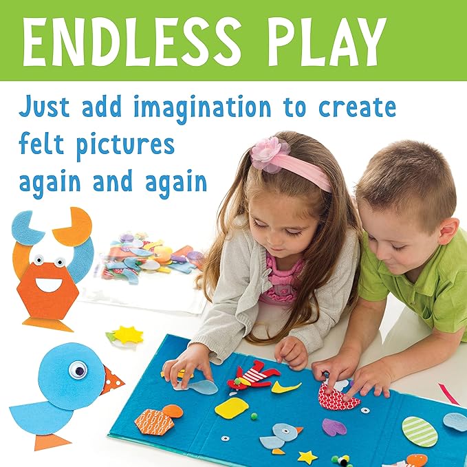 Creativity for Kids My First Fun Felt Shapes - Travel Friendly Felt Board for Toddlers, Crafts and Pretend Play - 100+ Pieces
