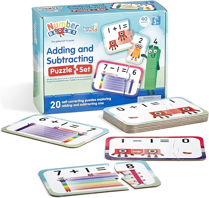 hand2mind Numberblocks Adding and Subtracting Puzzle Set, Addition and Subtraction Games, Number Puzzle, Matching Game, Preschool Math Toys, Toddler Educational Toys, Easter Basket Stuffers for Kids
