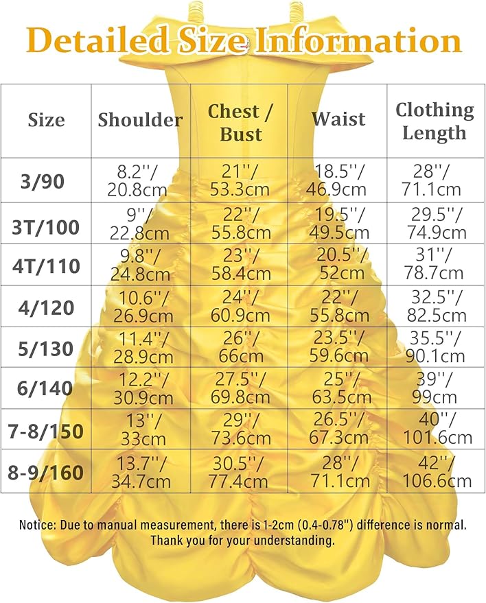 Princess Costume Dresses for Girls Costumes Halloween Cosplay Birthday Outfit Yellow