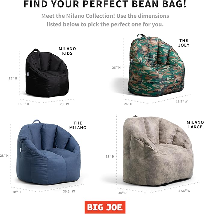 Big Joe Milano Beanbag Chair Stretch Limo Black Smartmax
