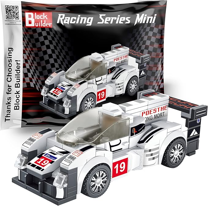 Racing Car Building Block Set. Racing Car Building Blocks for Kids and Adults (White F1)