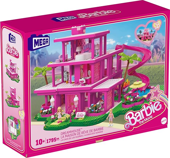 Mega Barbie The Movie Building Toys Set, DreamHouse Replica with 1795 Pieces, 4 Figures and Accessories, for Adults & Fans