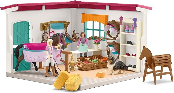 Schleich Horse Club — Horse Shop, 67 Piece Tack Shop Horse Play Set with Horses and Riders, Farm Play Set for Children Ages 5+