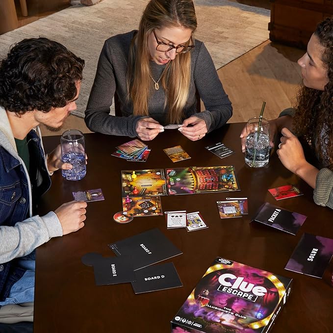 Clue Escape: The Illusionist’s Club Board Game | Escape Room Family Game | 1-Time Solve Mystery | Ages 10+ | 1-6 Players | Difficulty 4 | 90 - 120 Mins.