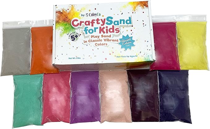 CuteyCo Crafty Sand for Kids - 10 Colors: 3 lbs of Vibrant Craft Sand & Play Sand - Girls