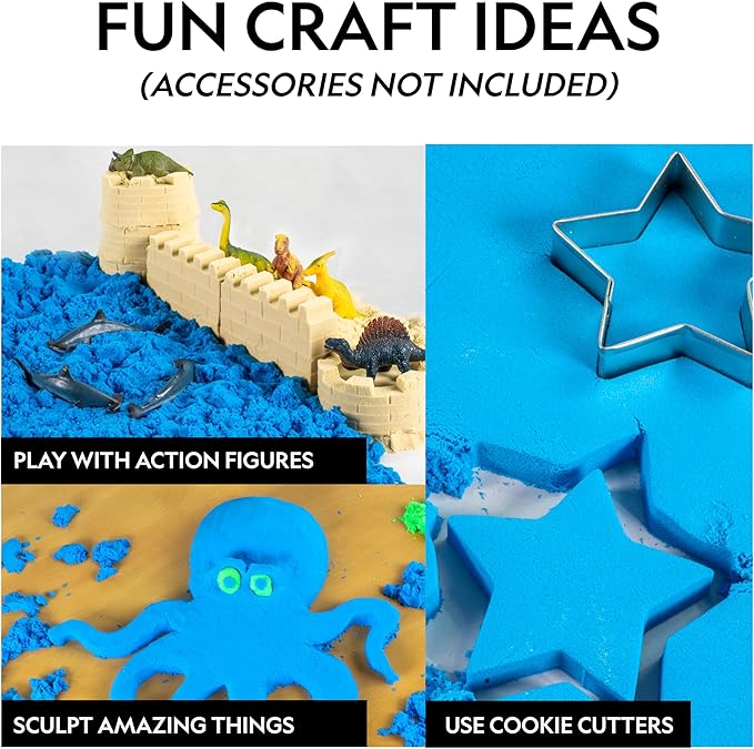 National Geographic Blue Marble Moon Sand - 12 Lbs. of Play Sand with Castle Molds (Natural) - A Fun No Mess Sensory Activity, Kids Fake Sand Play Set, Sensory Bin Filler