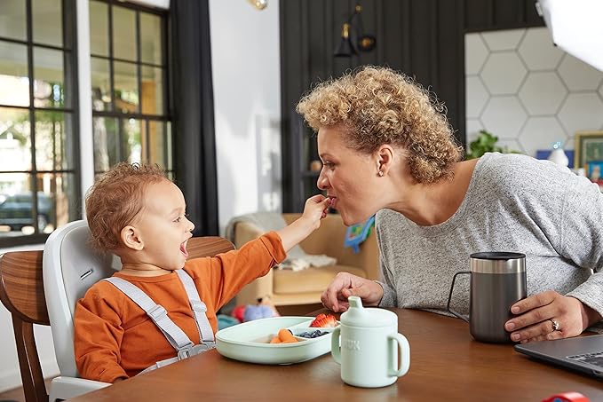 NUK Silicone Baby Tableware Bundle, Includes 1 Plate, 1 Bowl, 1 Cup, & 1 Spoon, Durable Suction Feature Helps Reduce Spills, Microwave-Safe, BPA-Free