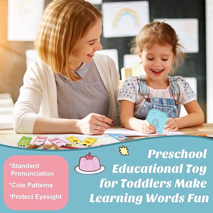 Talking Flash Cards for Toddlers 1-3, Toddler Toys for Ages 1 2 3 4 5 Years Old Boys, Pocket Speech Therapy Toys with 224 Sight Words, Autism Sensory Toys, Montessori Educational Learning Toys Gifts