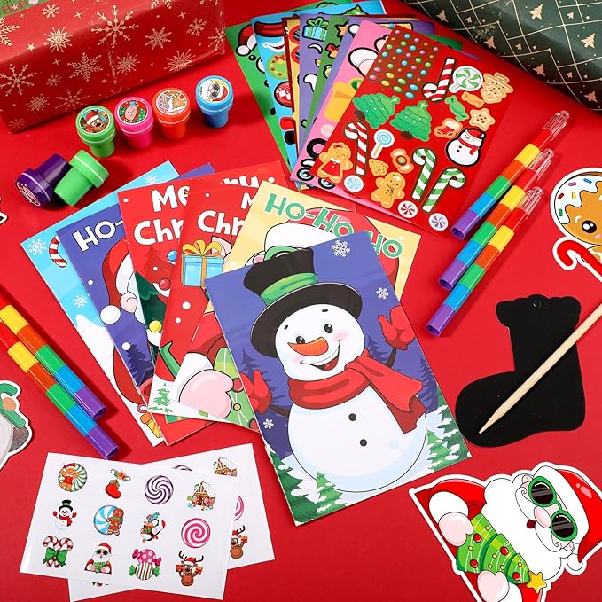 BenLouis Christmas Party Favors for Kids Christmas Classroom Gifts Prize Stockings Filler Coloring Books Bulk for Students Crafts Xmas Holiday School Goodie Bag Stuffer（24Set Gingerbread）
