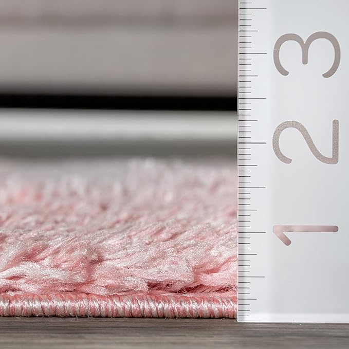 nuLOOM Gynel Contemporary Shag Runner Rug, 2' 8" x 8', Baby Pink