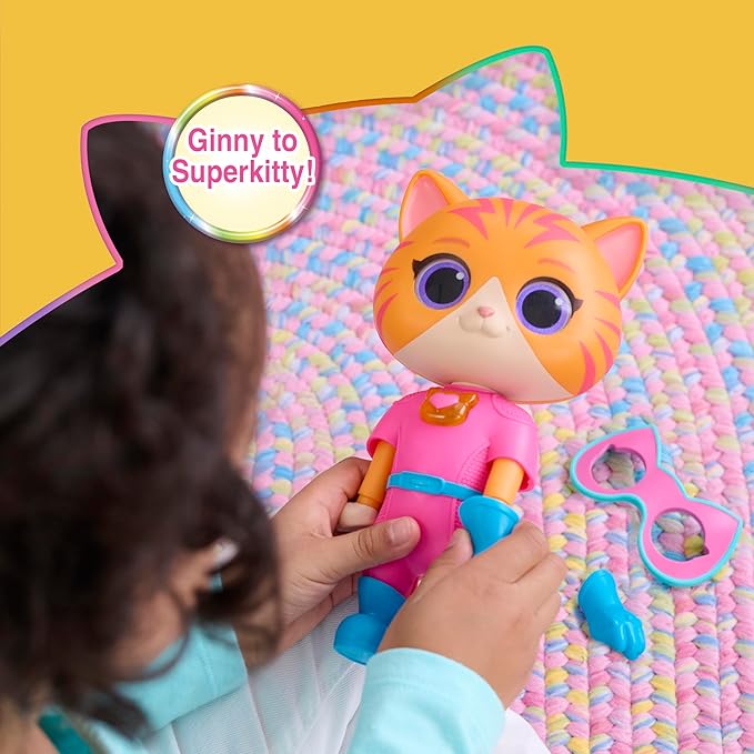 Just Play Disney Junior SuperKitties Cat-Tastic Transforming Ginny Lights and Sounds Figure, Kids Toys for Ages 3 Up