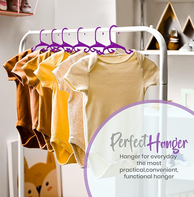Utopia Home 60 Pack Kids Hangers - 11.5 Inch Plastic Baby Hangers for Closet - Childrens Hanger for Clothes & Infant Hanger for Closet - Ideal for Everyday Standard Use (Purple)