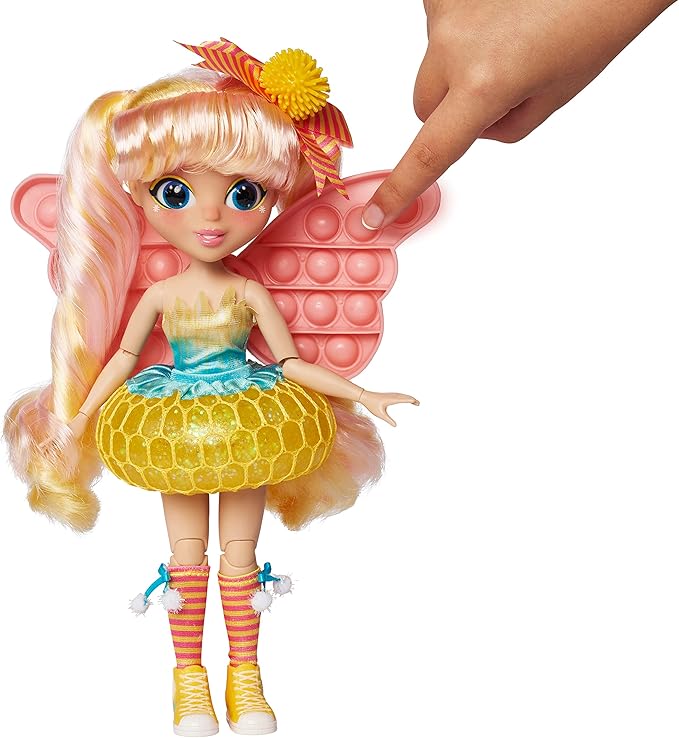 Fidgie Friends Dandelion Wishes, Butterfly Fashion Doll with Push Pop Fidget Toy, Anxiety and Stress Relief for Kids