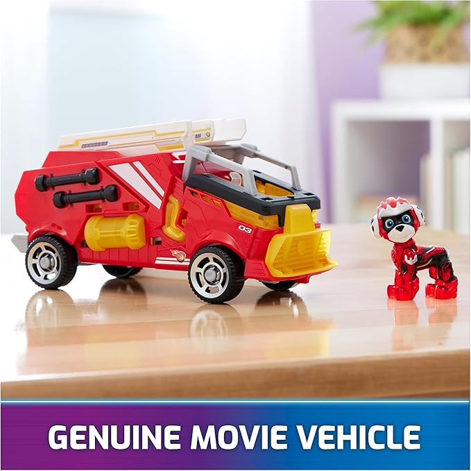 Paw Patrol: The Mighty Movie, Firetruck Toy with Marshall Mighty Pups Action Figure, Lights and Sounds, Kids Toys for Boys & Girls 3+