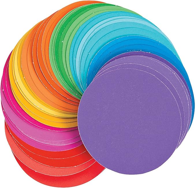 Fun Express Paint Chip Paper Circles - 1200 Pieces - Educational and Learning Activities for Kids