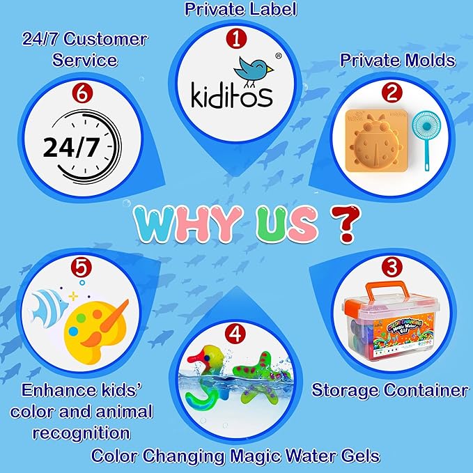 Kiditos Color Changing Magic Water Elf Toy Kit, Magic Aqua Fairy Water Gel Kit with 6 Color Changing Gels and 6 Molds. Christmas Gifts, Birthday Gifts, Party Favors, Arts&Crafts DIY STEM Kits for Kids