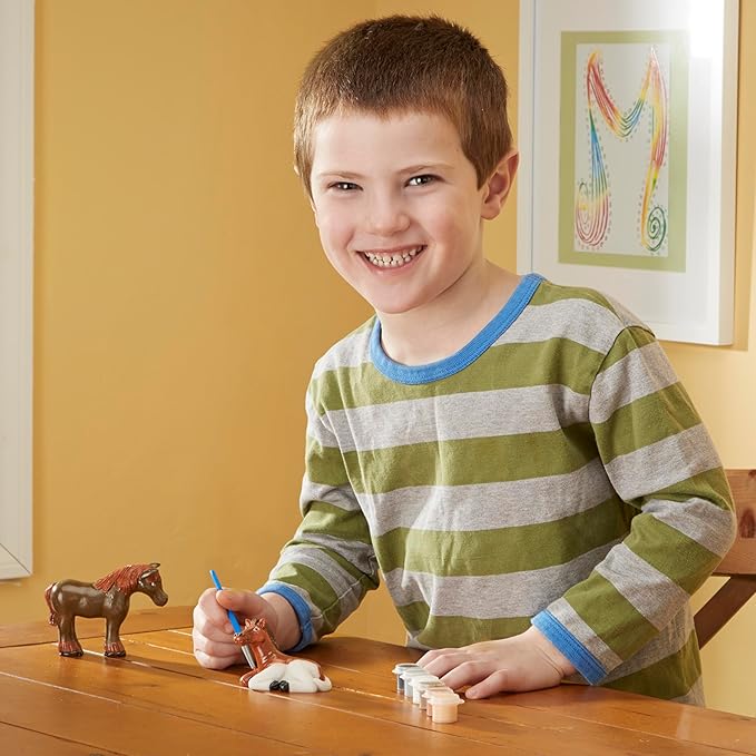 Melissa & Doug Created by Me! Horse Figurines Craft Kit (2 Resin Horses, 6 Paints, Paintbrush)
