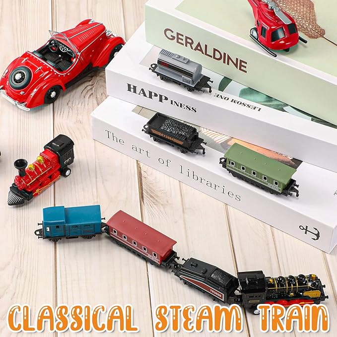 Hanaive 2 Sets Train Toys Small Alloy Retro Simulation Steam Pull Back Train Model Diecast Locomotive for Boys Girls Birthday Party Favor Classroom School Reward Gifts