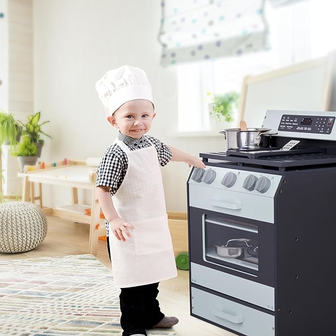 Lil’ Jumbl Wooden Play Oven | Gourmet Chef’s Kitchen Playset with Pretend Oven, Stove, Knobs & Storage Drawers for Toys | Beautiful, Realistic, Lifelike Design | Recommended Toddlers & Kids Ages 3+