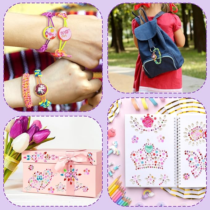 Decorate Your Own Water Bottle and Baseball Cap Bracelet Making Kit Set DIY Arts and Crafts Gifts for Girls Butterfly Gems Crafts Stickers for Girls Christmas Birthday Gifts(Purple)