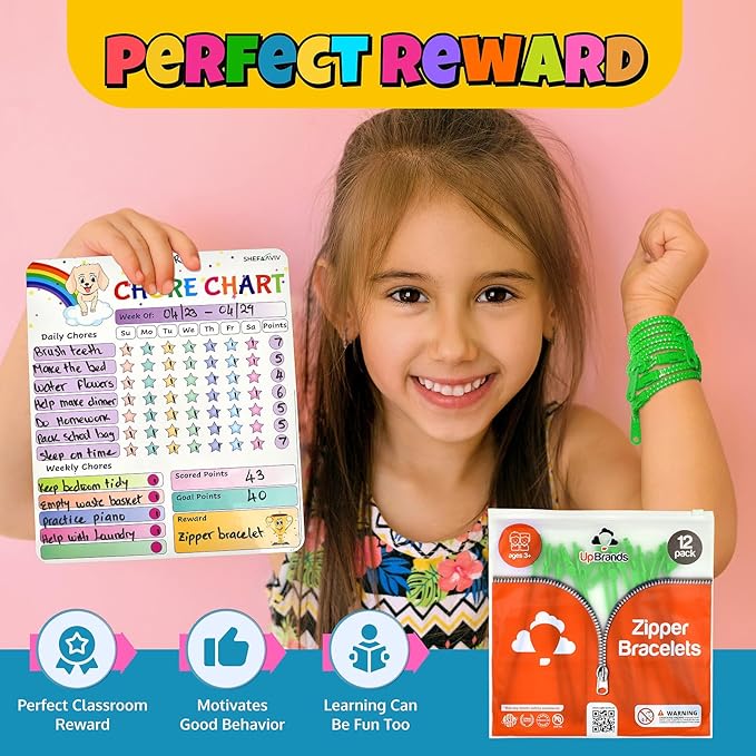 UpBrands 12-Pack Green 7-Inch Zipper Bracelets – Themed Fidget Party Favors for Earth Day, Bulk Sensory Toys for Kids, and Lucky Accessories for St. Patrick’s Day