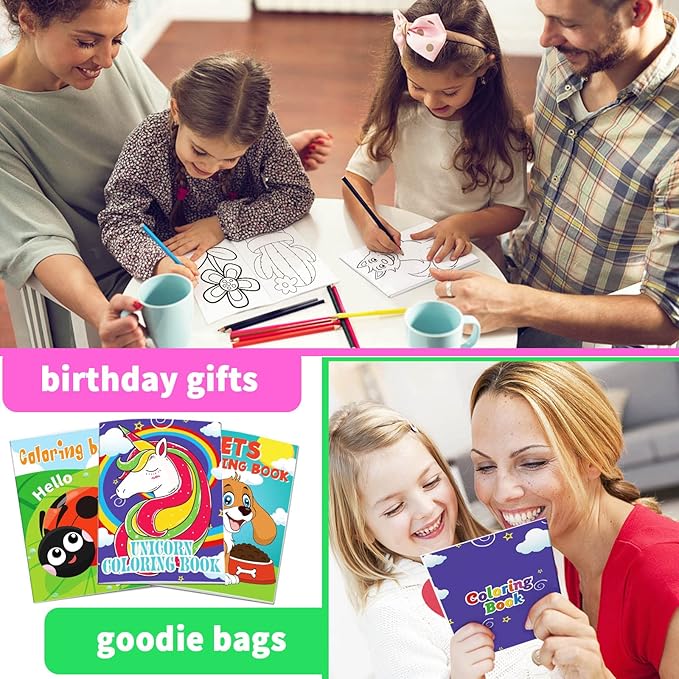 Omgouue 24PCS Small Coloring Books for Kids Ages 2-4,4-8,Birthday Party Favors Gifts Goodie Bags Stuffers Holiday Supplies Includes Unicorn Dinosaur Animal Mermaid