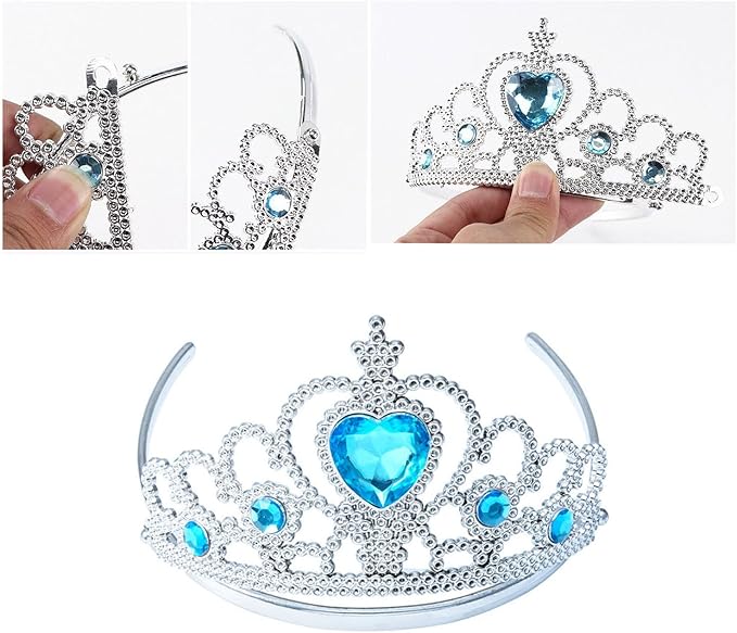Princess Elsa Costume Dress up Accessories for Girls Elsa Cosplay Accessories Christmas Gifts Set Elsa Gloves Tiara Crown Necklace Wand Earrings Ring Princess Accessories for Girls
